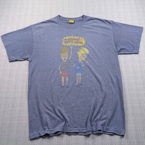 Beavis And Butt Head T-Shirt Adult Large Heathered‎ Blue Distressed Faded Y2K